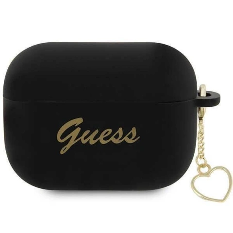 Schutzhülle für Kopfhörer Guess GUAP2LSCHSK für Apple AirPods Pro 2 Cover schwarz/schwarz Silicone Charm Heart Collection