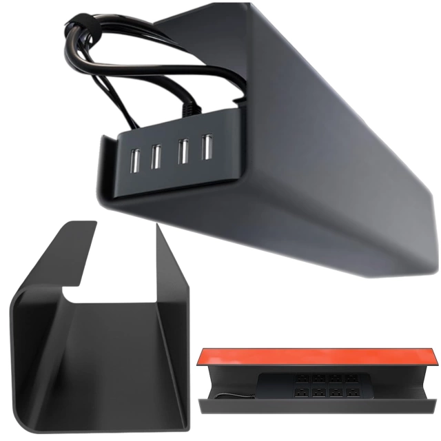 Kabel-Organizer unter der Tischplatte, Ablage für Kabel, Kabelleisten, Tischplatte, Alogy-Schreibtisch, 55 cm, Schwarz