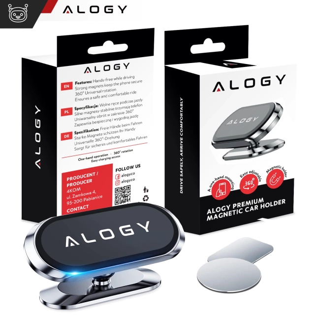 Alogy magnetický držák do auta do auta, univerzální na telefon, na kokpit, na palubní desku, černý