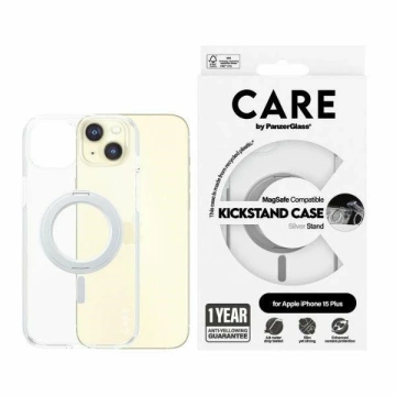 CARE by PanzerGlass Pouzdro s stojánkem pro iPhone 15 Plus 6,7" MagSafe stříbrná/stříbrná 1416