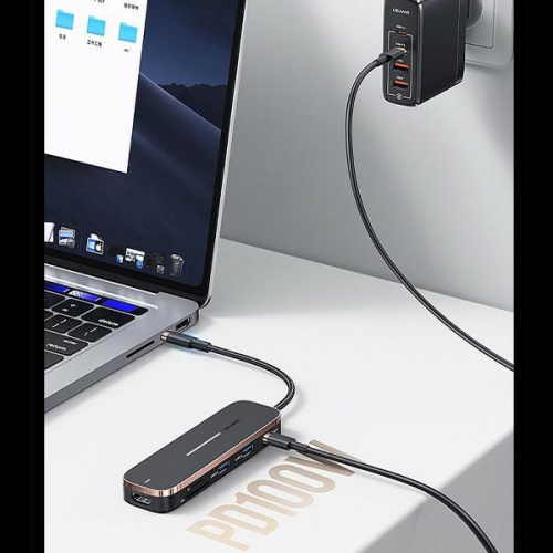 USAMS Adaptér HUB 3xUSB USB-C HDMI černý/černý SJ578HUB01 (US-SJ578)