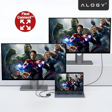 Розгалужувач HUB Alogy Adapter для ноутбука з USB-C на 3x USB-A 2.0 1x USB-A 3.0 сірий