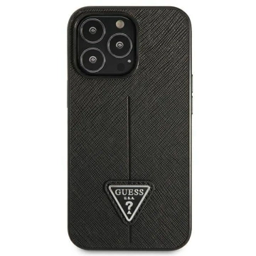 Etui Guess GUHCP13LPSATLK do Apple iPhone 13 Pro / 13 6,1" čierne/čierne pevné puzdro SaffianoTriangle Logo
