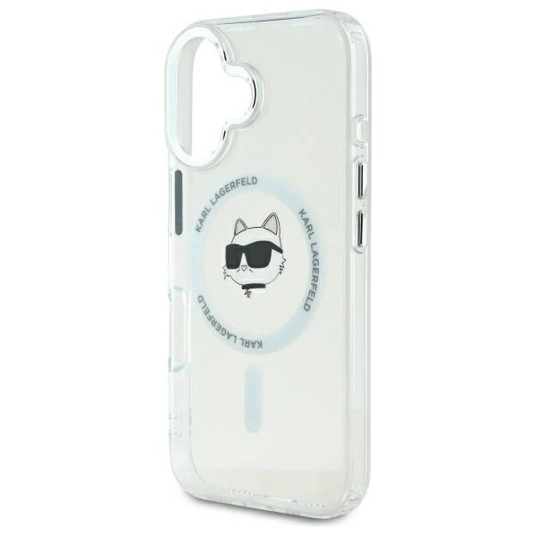 Чохол Karl Lagerfeld для iPhone 16 6.1" White Hardcase IML Metal Choupette Head MagSafe