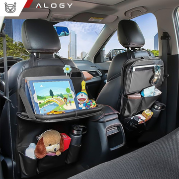 Car organizer car travel table car seat protector backrest seat Alogy Black 2x headrest holder