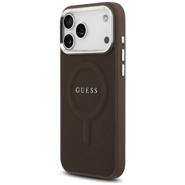 Etui Guess Classic Logo MagSafe na iPhone 17 Pro Max - Brązowe