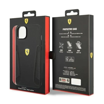 Eti na telefon Ferrari FEHCP14MRBUK до Apple iPhone 14 Plus 6,7" czarny/black hardcase Leather Stamp Sides