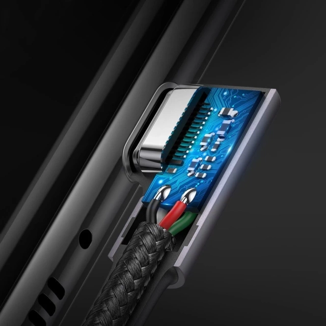 Uzelený pravoúhlý kabel s boční zástrčkou USB Typ C - USB Typ C Napájení Rychlé nabíjení FCP 3 A 1 m šedý (70529 US323)