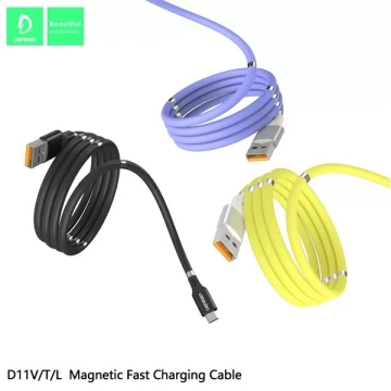 Кабель Denmen D11T USB Type-C 2.4A Чорний 1 м Магнітний