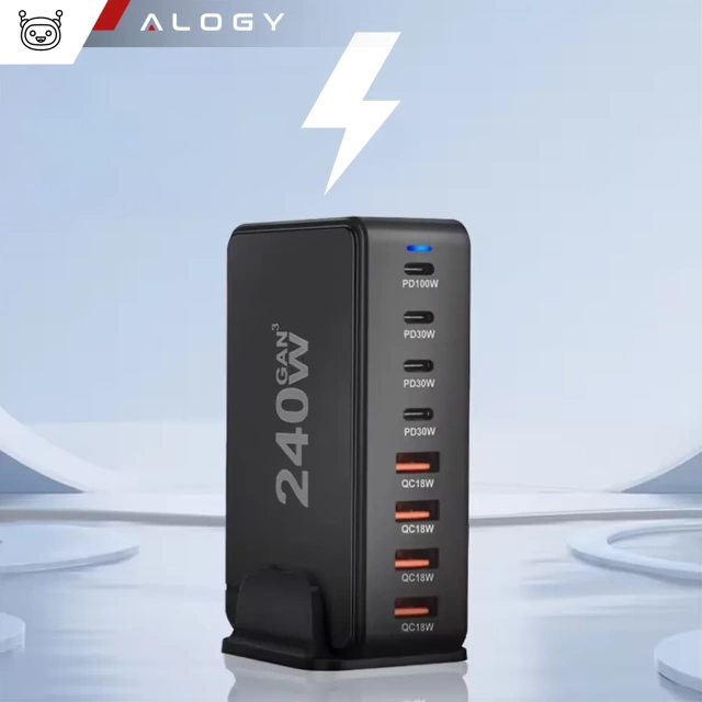 Розгалужувач HUB Alogy Adapter для ноутбука з USB-C на 3x USB-A 2.0 1x USB-A 3.0 сірий