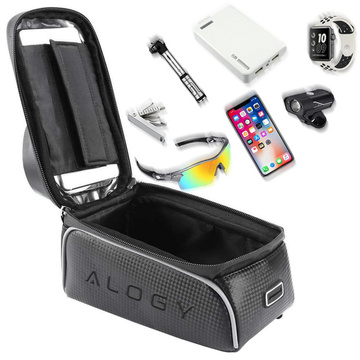 Alogy bicycle bag Pannier 2L for bicycle phone holder up to 6.7" for the frame Black