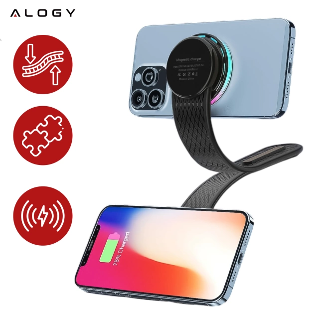 Držiak do auta Alogy pre MagSafe s indukčným nabíjaním 2 v 1 15W čierny