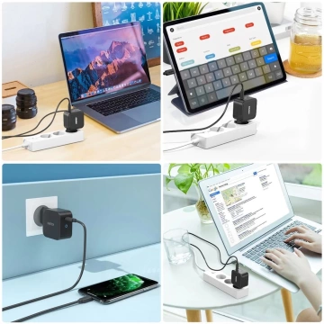 Nabíječka Choetech GaN USB Typ C 60W Napájení USB Typ C - Kabel USB Typ C 1,8 m černý (Q6006)