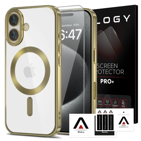 Чохол MagSafe Case для iPhone 16 Plus Glamour Luxury Slim Ring Cover Alogy Gold Transparent