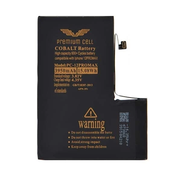 Батарея преміум-класу Cobalt для iPhone 12 Pro Max 3950 мАг, 600 циклів зарядки/розрядки