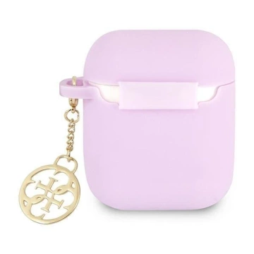 Guess protective case for AirPods cover purple/purple Silicone Charm 4G Collection