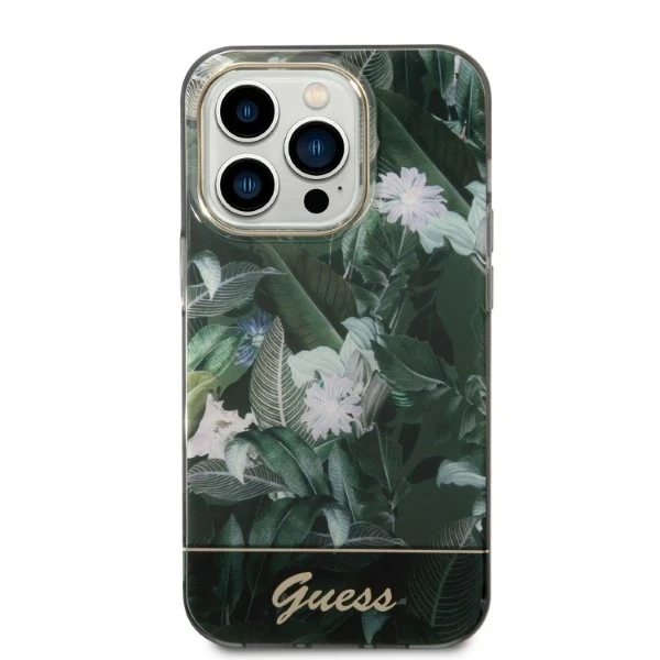 Etui Guess GUHCP14XHGJGHA für Apple iPhone 14 Pro Max 6,7" zielony/grünes Hartschalenetui Jungle Collection