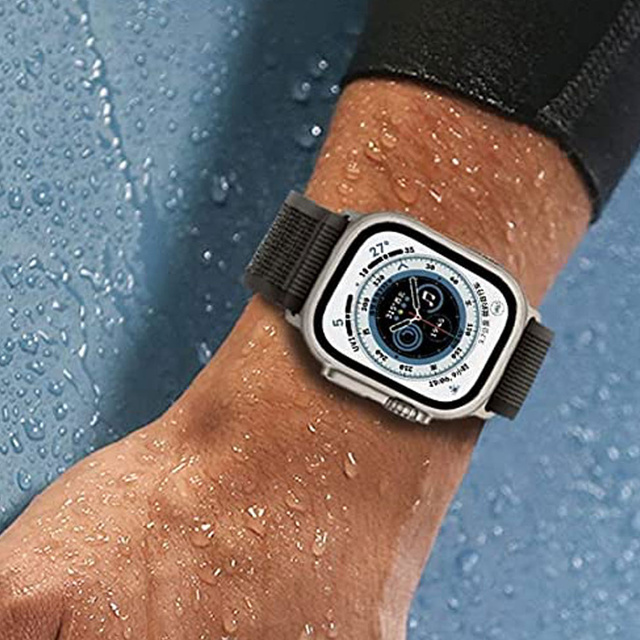 Нейлоновий ремінець Alogy Sport на липучці для Apple Watch 4/5/6/7/8/SE (38/40/41 мм) чорно-помаранчевий