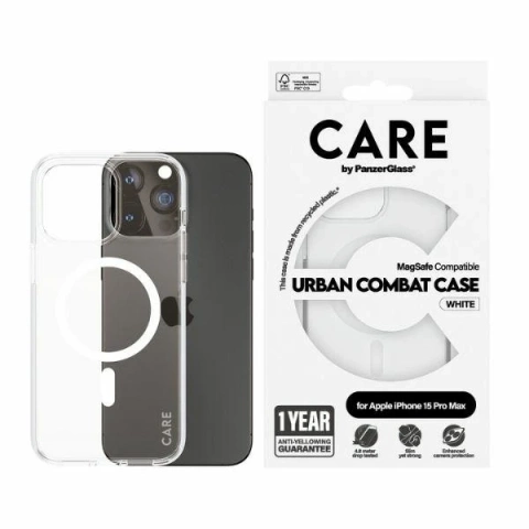 iPhone 15 Pro Max CARE by PanzerGlass Urban Combat Case MagSafe Clear-White