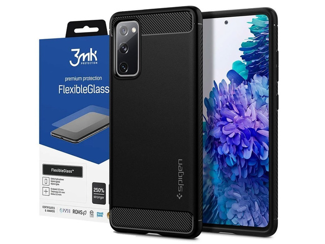 Etui Spigen Rugged Armor do Samsung Galaxy S20 FE Matte Black + Szkło 3mk