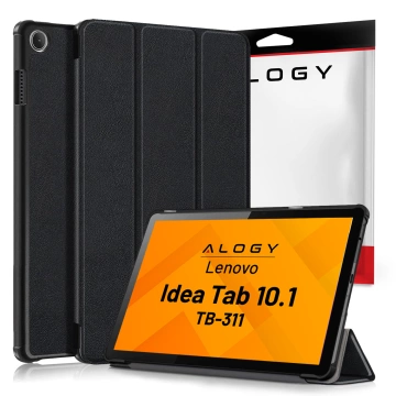 Tenké ochranné puzdro pre Lenovo Tab 10.1 TB-311 s výklopným krytom, tenký skladací kryt, Alogy BookGuard™ – čierne TVRDENE SKLO
