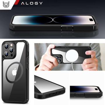 Hülle für iPhone 15 Pro Gehäuse Case 2x Bildschirmglas und 2x Linsenring gepanzert Alogy 360 Hybrid Set 6in1 schwarz und transparent