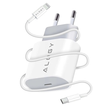Alogy schnelles USB-C PD 20 W Wandladegerät Lightning-Kabel 1 m Weiß