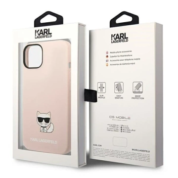 Ochranné pouzdro na telefon Karl Lagerfeld KLHCP14SSLCTPI pro Apple iPhone 14 6,1" pevný obal světle růžový/světle růžový Silikonové tělo Choupette