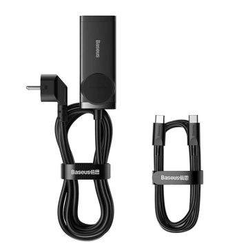 Wall charger / power strip Baseus GaN3 Pro 2x USB 2xUSB-C AC, 100W (black)