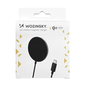 Бездротовий зарядний пристрій Wozinsky 15W Qi2 з магнітною індукцією - чорний