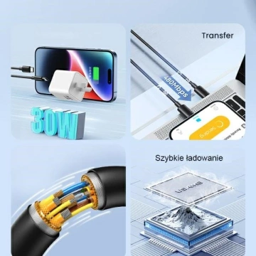 Кабель USAMS SJ711 USB-C до USB-C 1 м, 60 Вт, білий, швидка зарядка серії YD