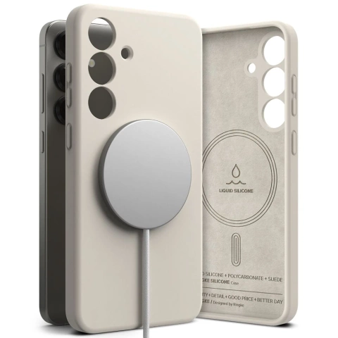 Silikónový kryt na Samsung Galaxy S25 s kamenným krúžkom, magnetický MagSafe.