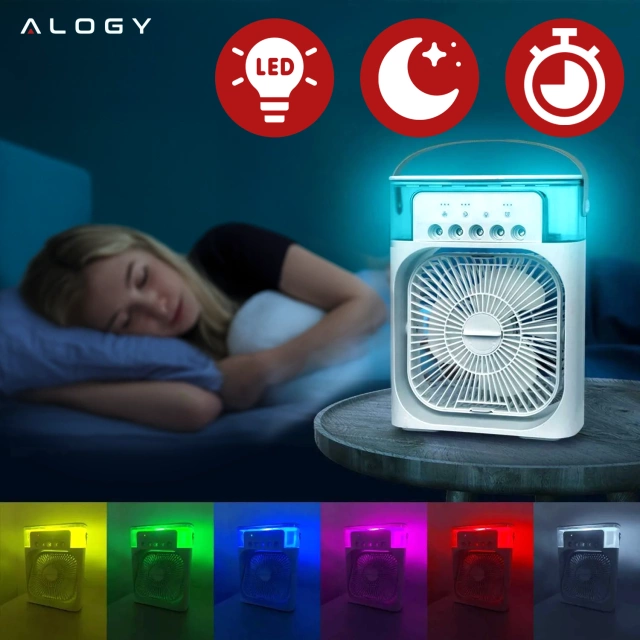 Alogy DeskBreeze™ stolová klimatizácia 3 v 1, malý podlahový obehový ventilátor so zvlhčovačom, časovačom a LED podsvietením, USB-C