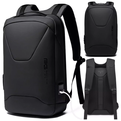 Bange Anti-theft Waterproof Backpack for 15.6" Laptop, City Travel, 46x30x15 cm for Work, Airplane, Men's, Women's, with USB Port and Combination Lock, Black