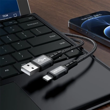 Acefast kabel MFI USB - Lightning 1,2m, 2,4A szary (C1-02 deep space gray)