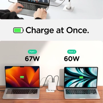 Зарядний пристрій Spigen ArcStation Pro GaN-1402 140 Вт USB-C 2xPD білого кольору