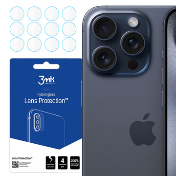 Szkło hybrydowe na aparat iPhone 15 Pro osłona na obiektyw 3mk Lens Protection 4x zestaw