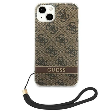 Guess GUOHCP14SH4STW puzdro pre Apple iPhone 14 6,1" hnedé/hnedé pevné puzdro 4G Print Strap