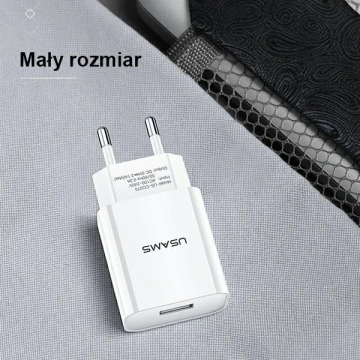USAMS Nástenná nabíjačka 1x USB T18 2.1A (iba hlava) biela/biela Rýchle nabíjanie CC075TC01