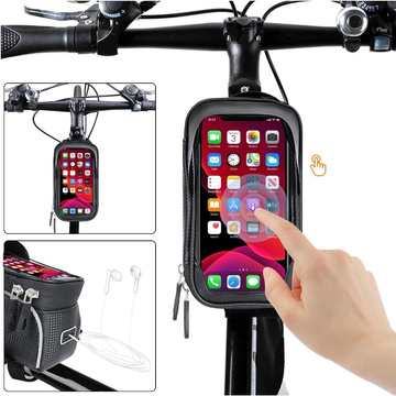 Alogy bicycle bag Pannier 2L for bicycle phone holder up to 6.7" for the frame Black