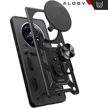 Чохол для Realme 12 Pro 5G / Realme 12 Pro Plus 5G Armored Slide Case Ring Housing Camera Protection Camshield Alogy Black