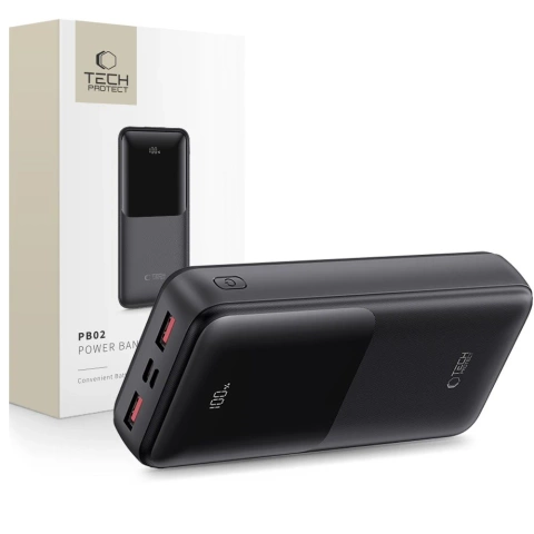 Powerbank Tech-Protect PB02 20000mAh 22.5W Czarny USB-A USB-C
