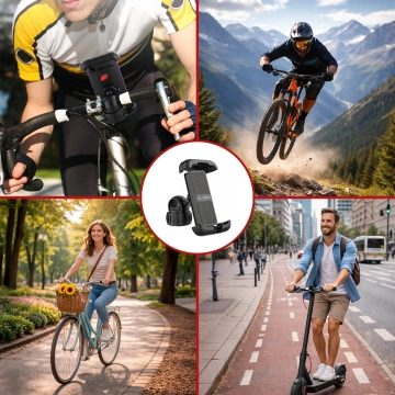 Držák telefonu na kolo 4,7-6,8" pro telefon Řídítka na kolo pro kolo Motocykl Nastavitelná Alogy Sport Černá