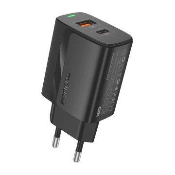 Nabíjačka Foneng EU66 USB-C USB-A 20W QC3.0 PPS FCP LED čierna