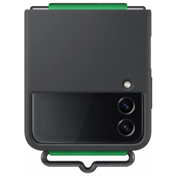 Original Samsung Silikon Cover Strap Hülle für Samsung Galaxy Z Flip 4 Schwarz