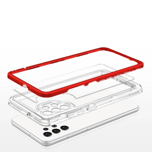 Clear 3in1 case for Samsung Galaxy A72 4G gel cover with frame red