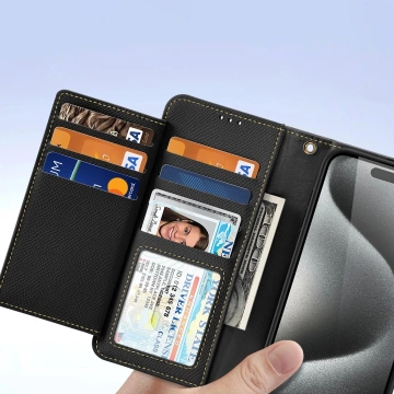 iPhone 15 Pro Max Dux Ducis Lawa Wallet Mag Leather Case Black