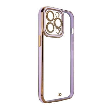 Módne puzdro na iPhone 12 Pro Gold Frame Gel Cover fialové