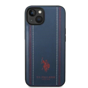 US Polo Leather Stitch iPhone 14 Plus 6.7" phone case navy/navy blue