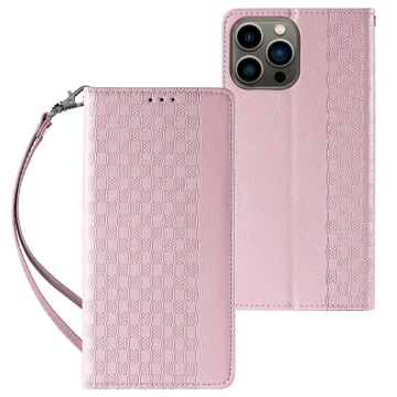 Magnet Strap Case iPhone 13 Pro Max Case Wallet Mini Lanyard Pendant Pink